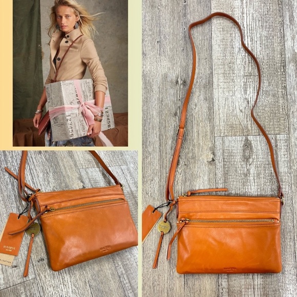 margot Handbags - EUC Margot New York Sara Crossbody Leather Bag in Cognac